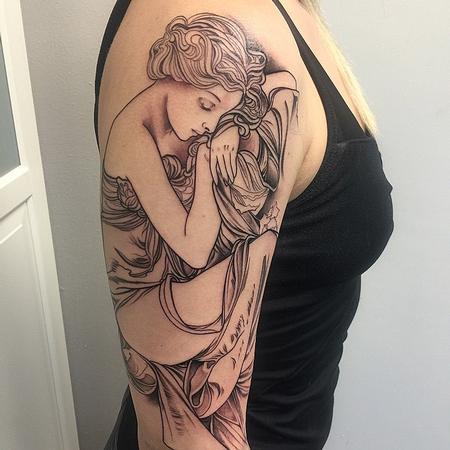 Tattoos - Mucha Inspired Half-Sleeve Tattoo - 104390